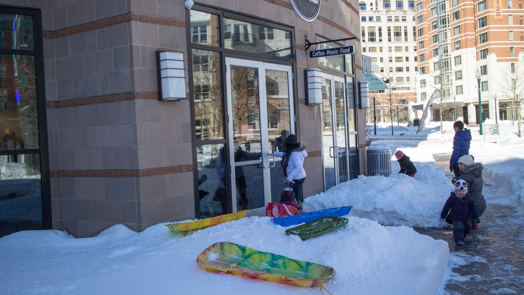 Sled Only Parking at the Coffee Shop