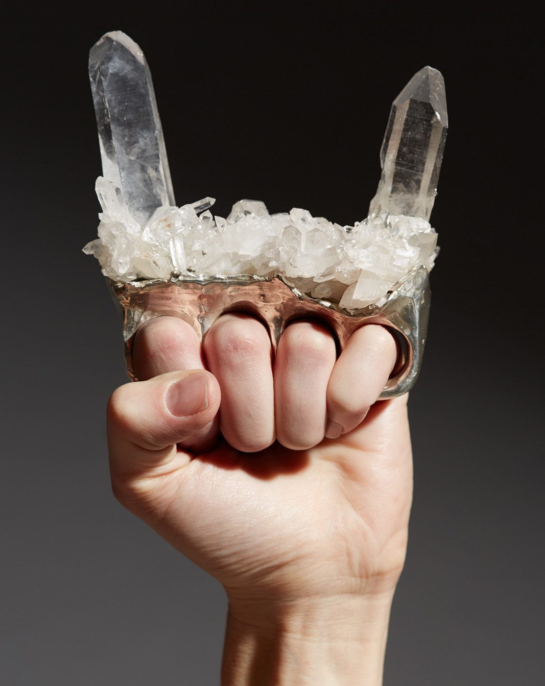 Devil Horns Crystal Brass Knuckles (Lefty), Deborah Baxter, 2015.