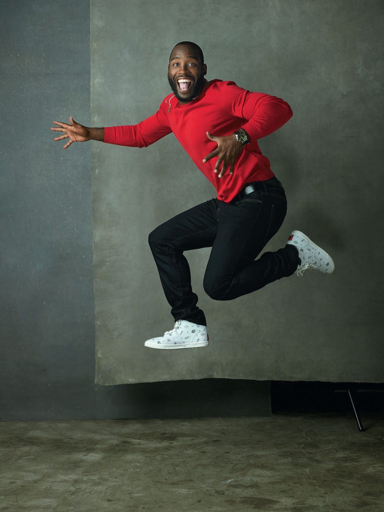 fashion10 - Washingtonian Ted Baker sweater, 9, and 7 for All Mankind jeans, 9, from Bloomingdale's (Chevy Chase). Shoes, $148 at Bucketfeet (The Shay); Chain, $340, pendant ($550), and leather bracelet ($350), all at David Yurman (CityCenterDC).