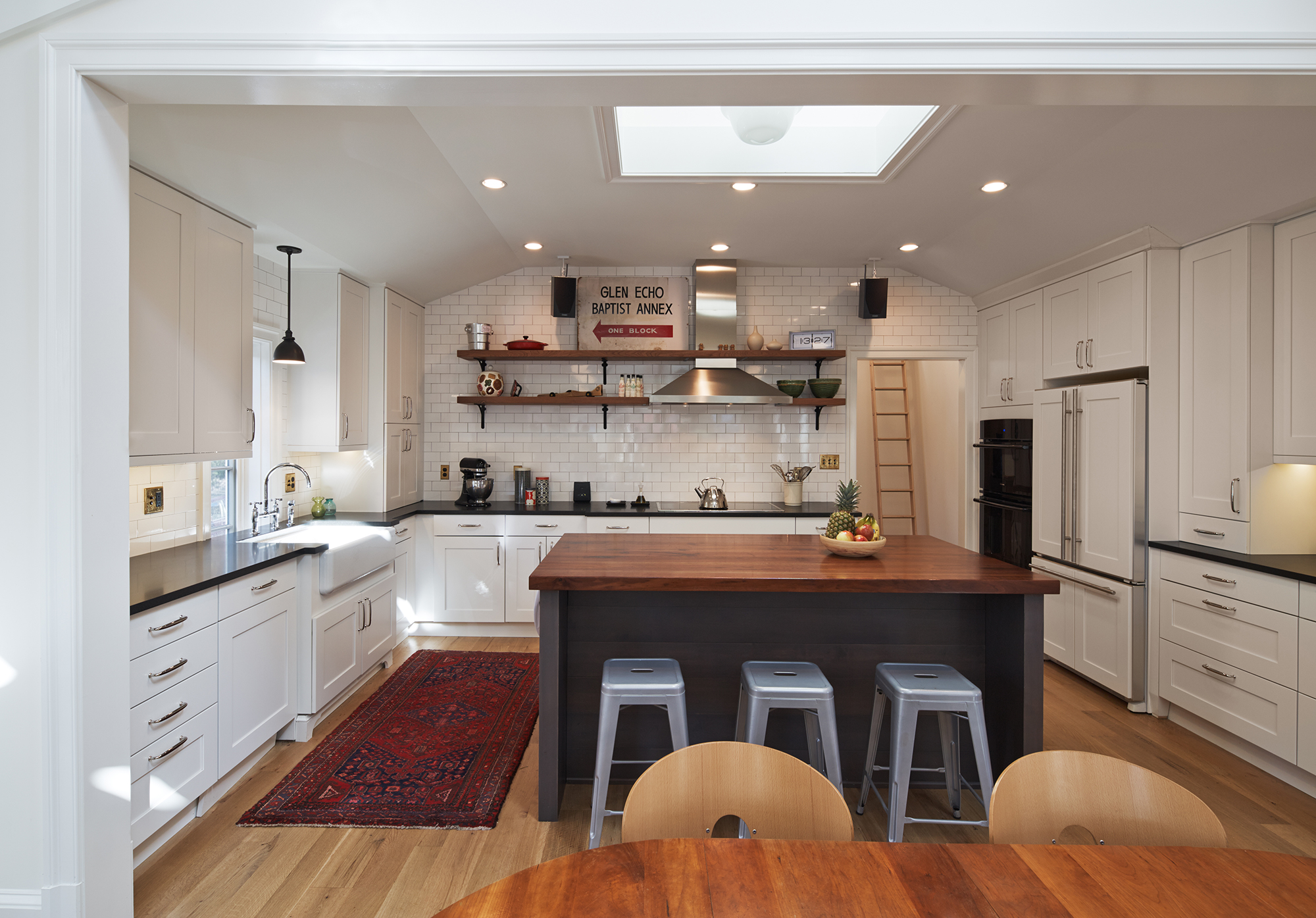 The Glen Echo Baptist Annex placard on the kitchen’s top shelf is original to the property.
