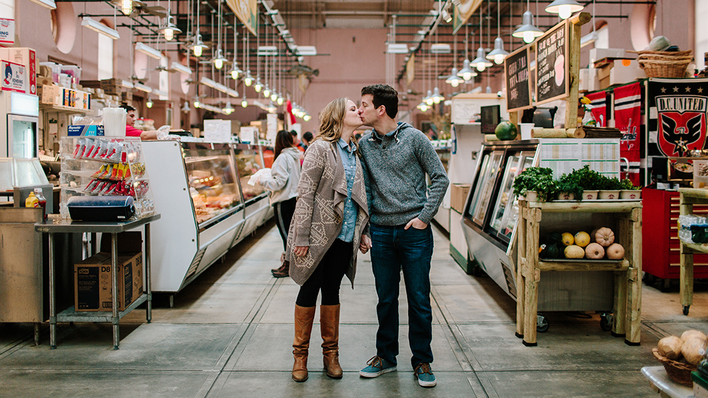 This Couple’s Eastern Market Engagement Shoot Proves That Washingtonians Really Are Obsessed with Their Grocery Stores