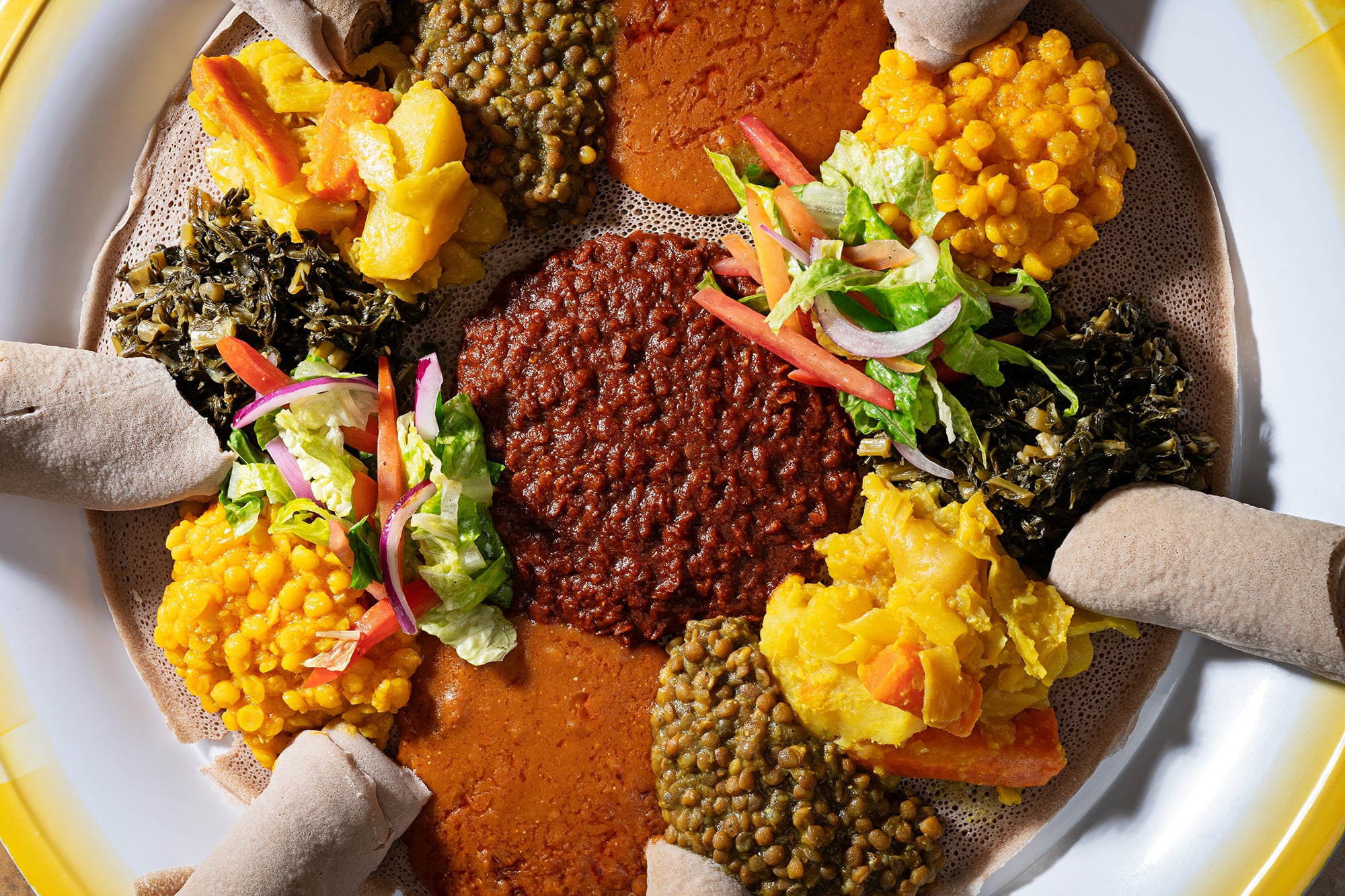 The veggie combo platter at Beteseb. Photograph by Scott Suchman.