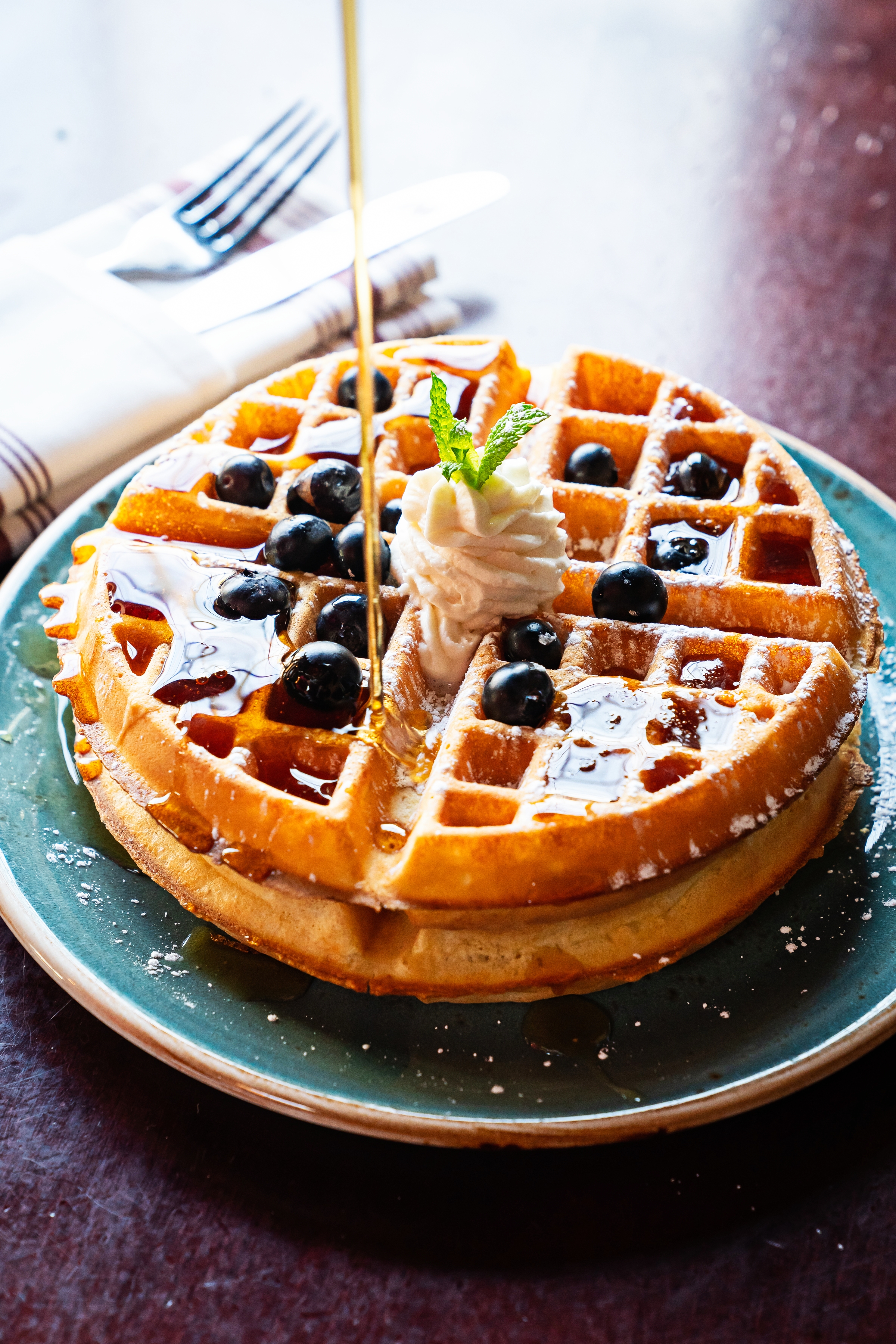 BROOKLANDSFINEST_0031 - Washingtonian Blueberry and Ricotta Waffles at Brookland's Finest. Photograph by Scott Suchman.