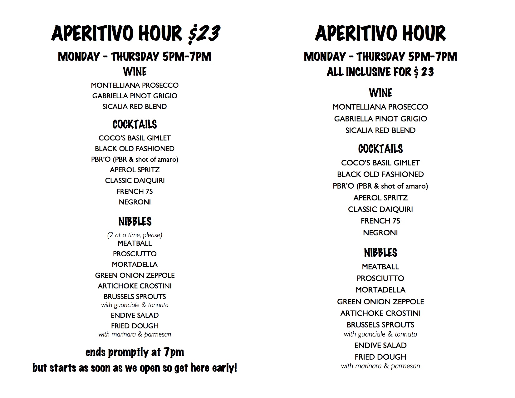APERITIVO HOUR MENU - Washingtonian