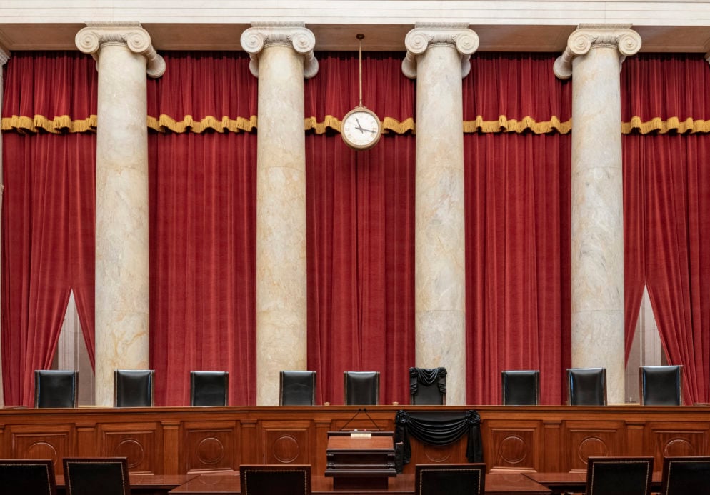 The Supreme Court Has Draped RBG’s Chair in Black Cloth - Washingtonian