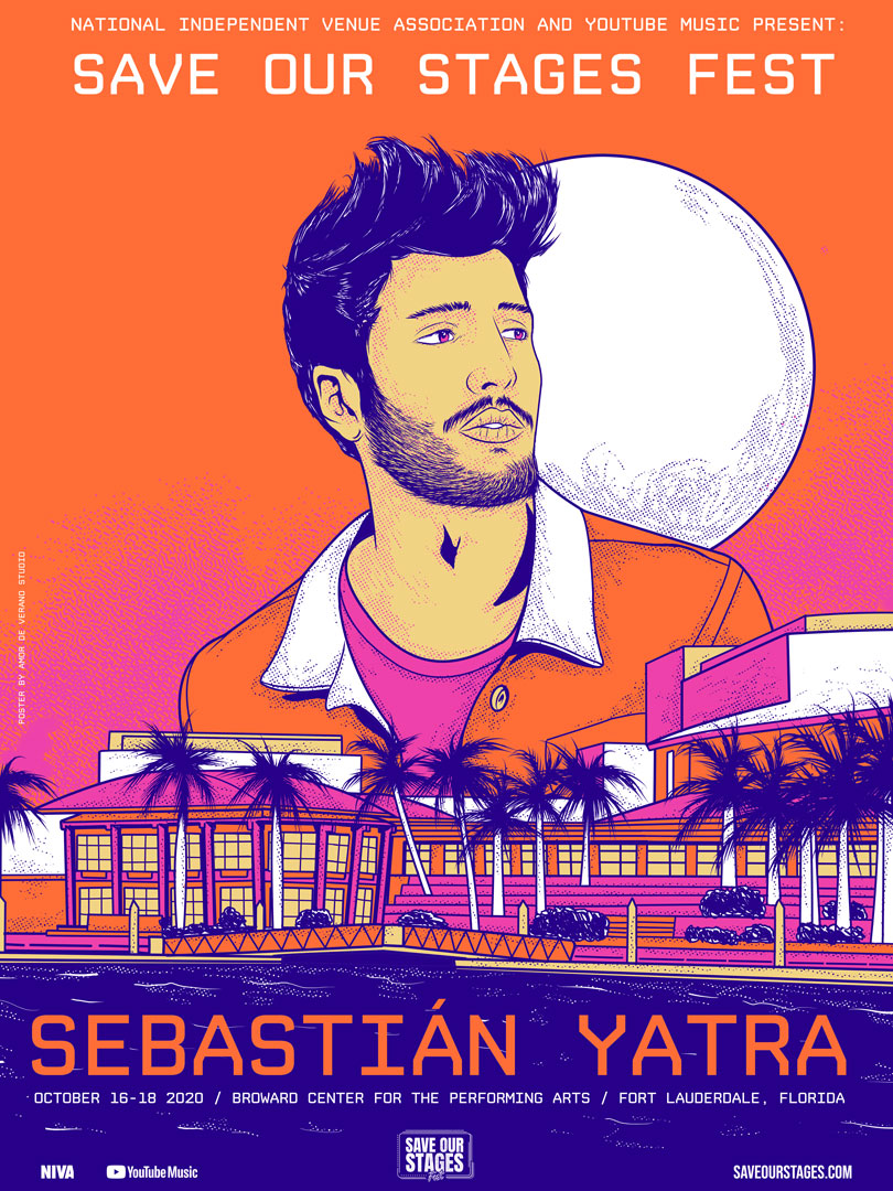 34.-Sebastian-Yatra---Broward-Center - Washingtonian Sebastián Yatra poster by Amor de Verano Studio