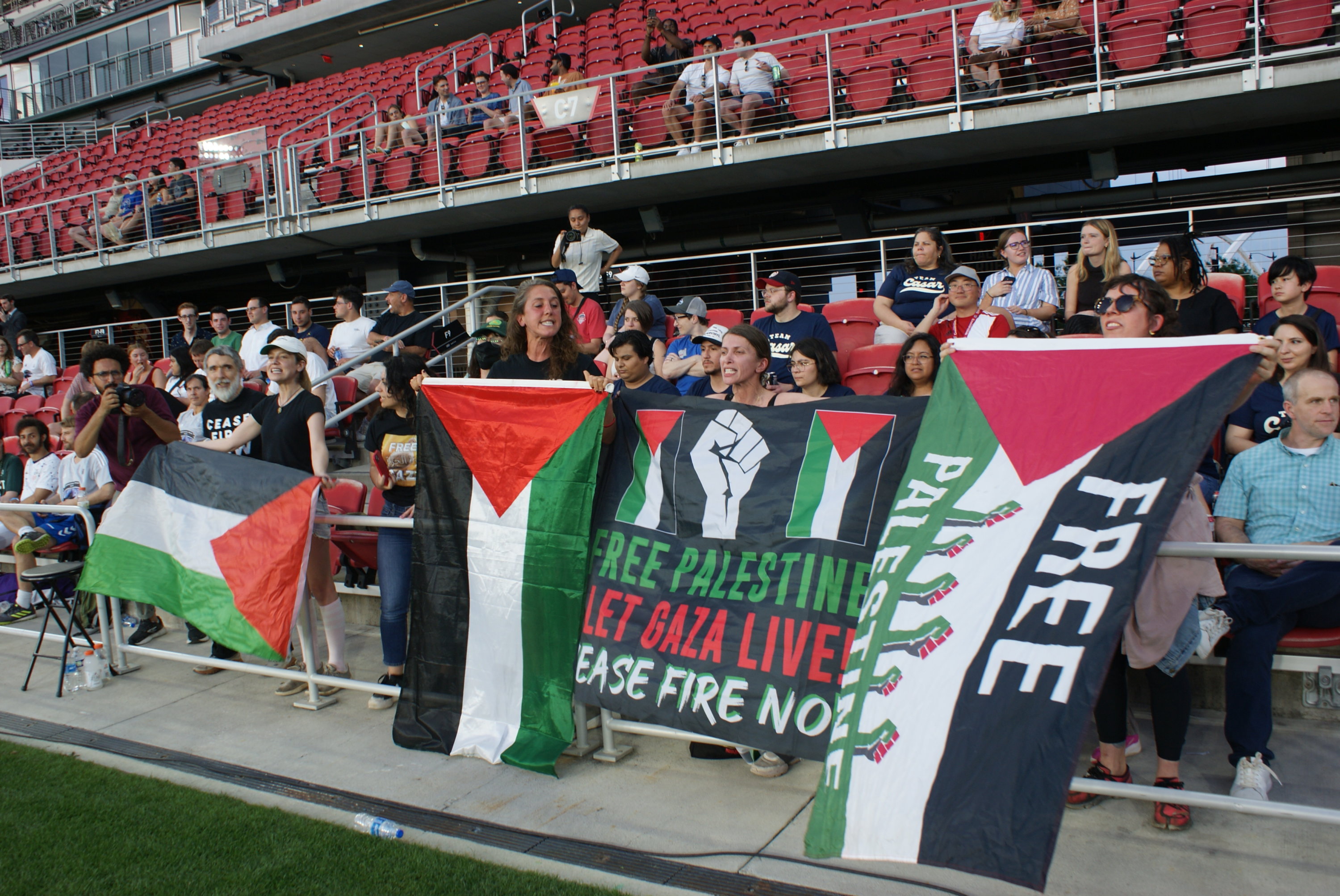 Pro-Palestine demonstrators at the Congressional Soccer Game.