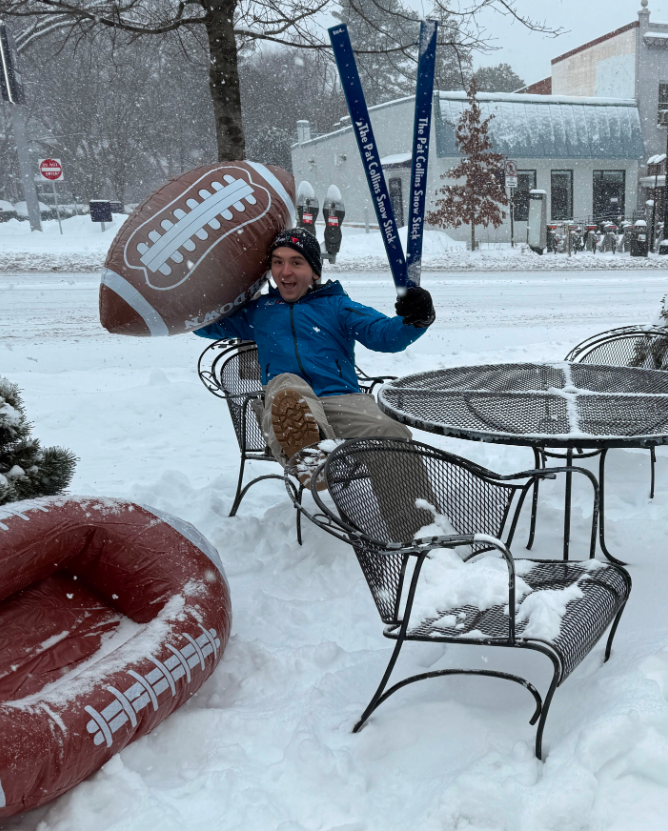 NBC4 Has Set Up a “SNOWdio” Today at the Spiritual Home of Pat Collins’s Snow Stick