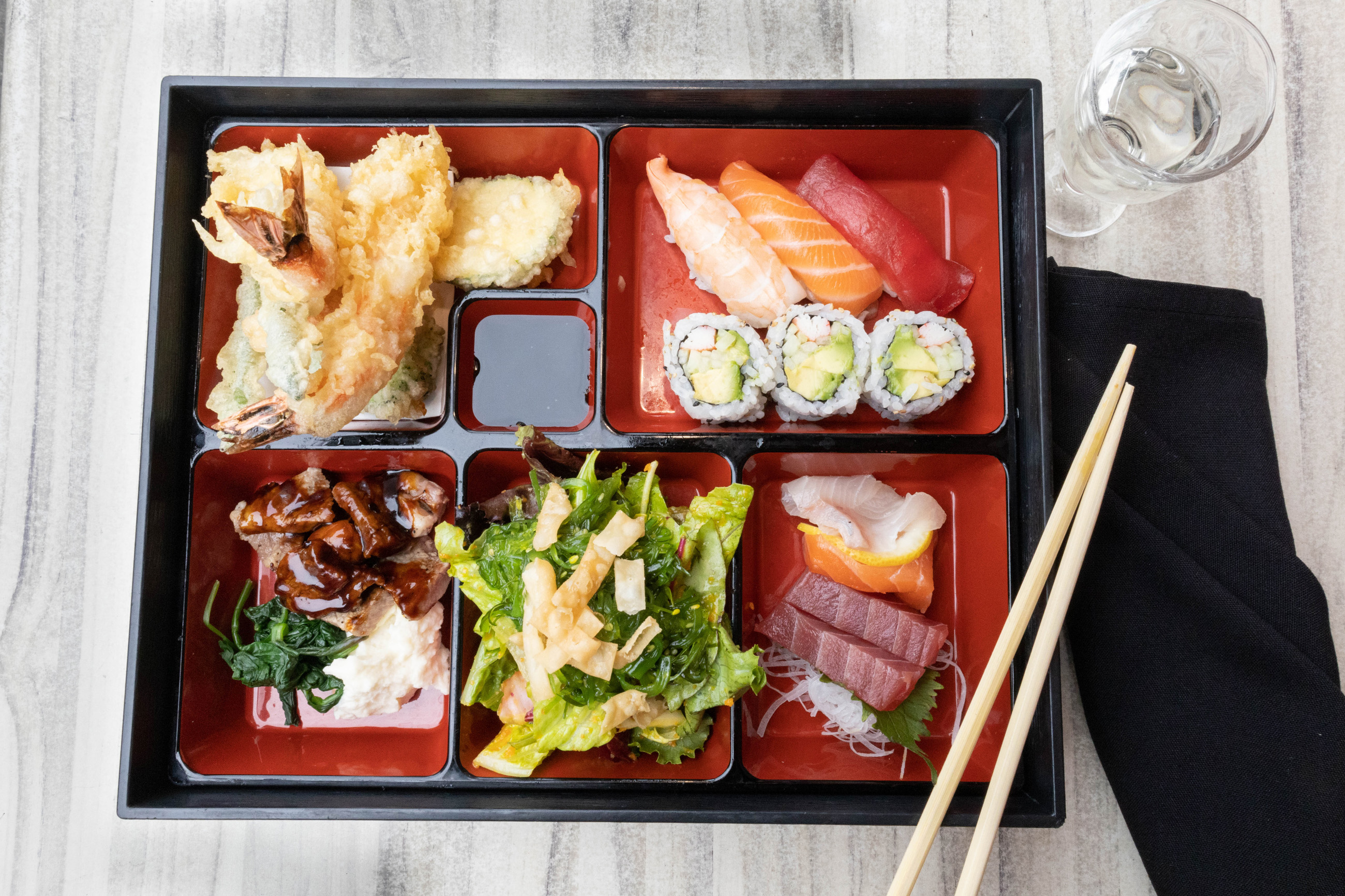 Lunch special Bento Box at Raku - Washingtonian