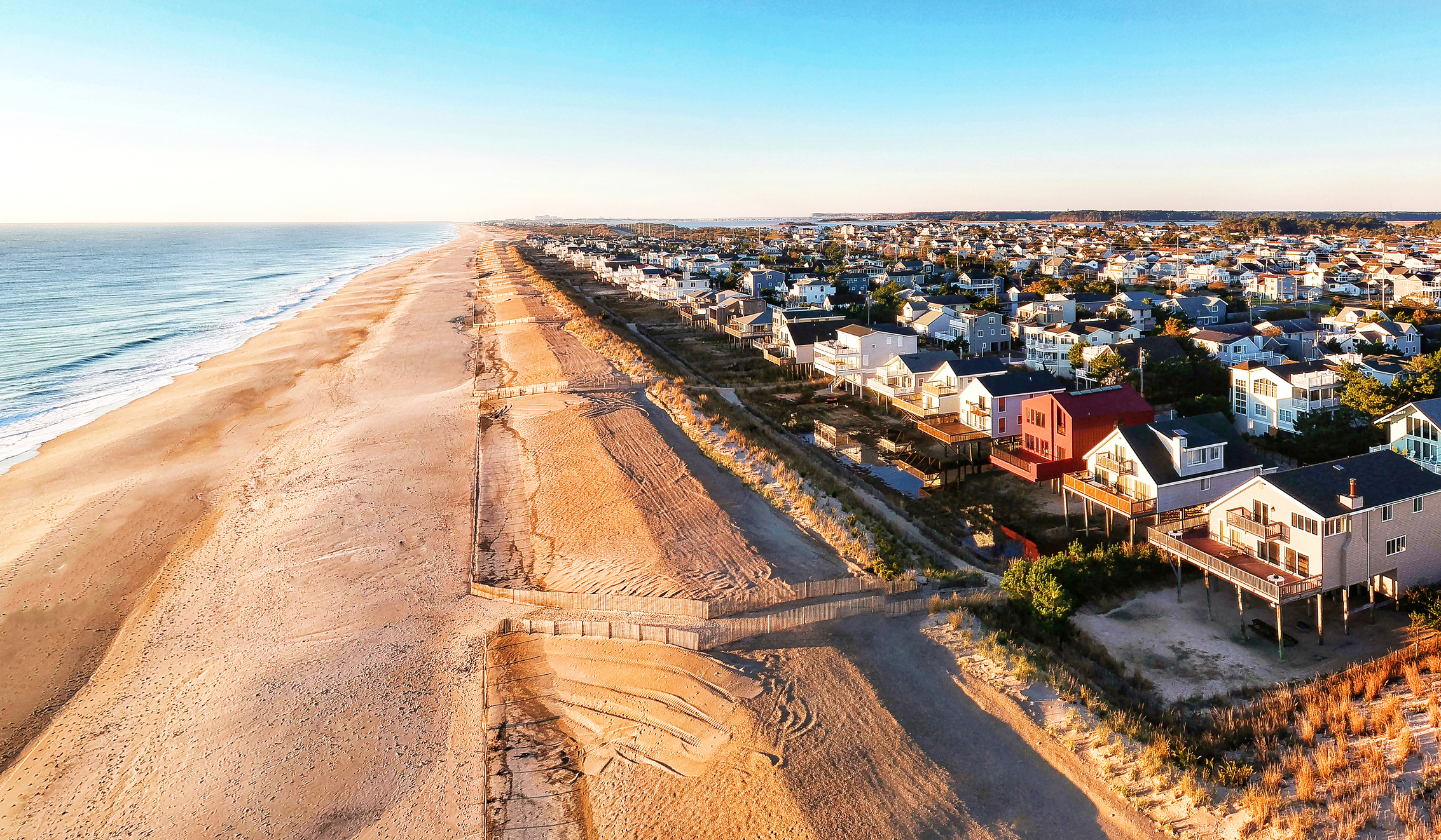 Drone view of South Bethany Beach Delaware and dune line constructed by The Army Corps of Engineers - Washingtonian