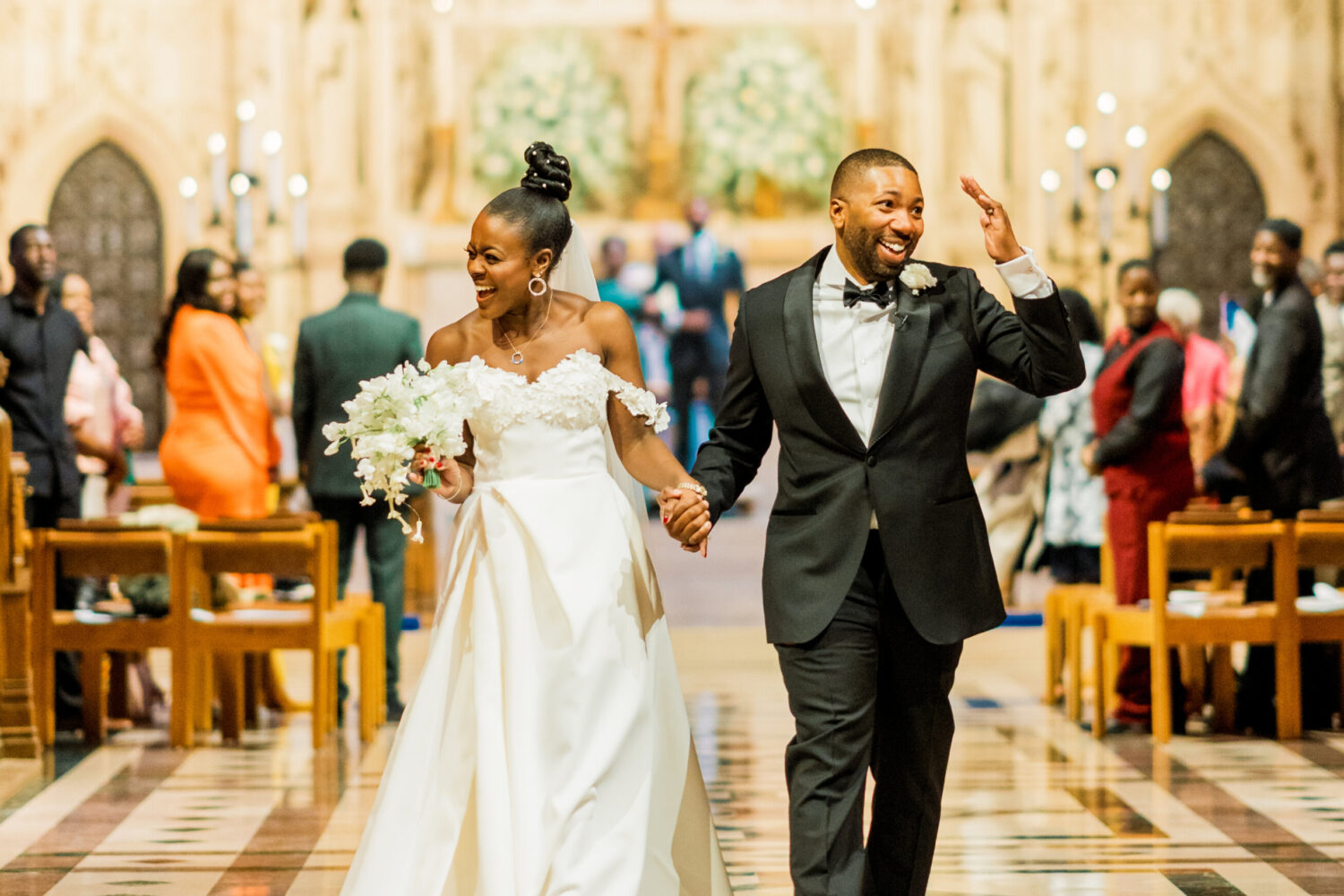 Colorful Lighting and Tree-Inspired Centerpieces Transformed the Venue for This Wedding Reception