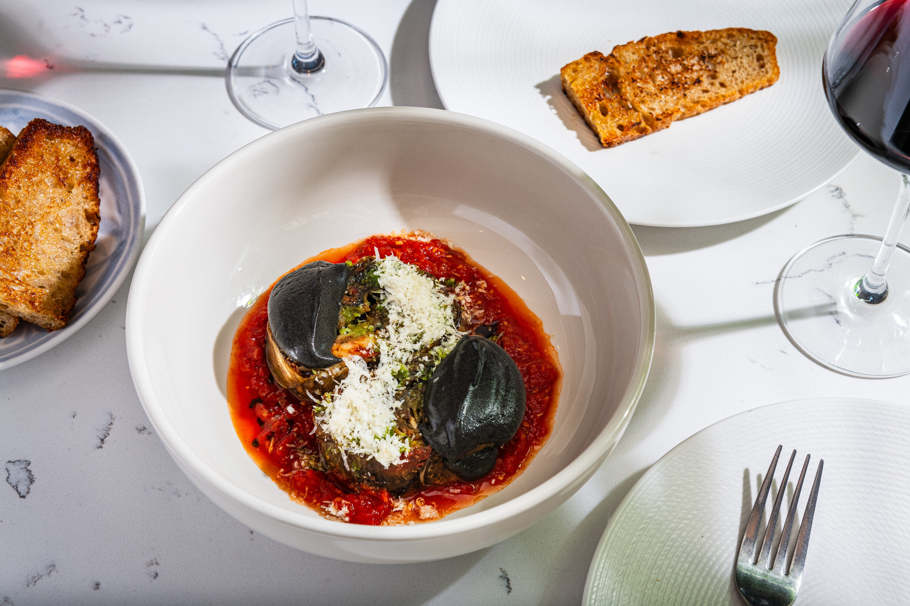 Barbarella eggplant, San Marzano tomatos, charred eggplant chèvre sauce, basil.dng-7 - Washingtonian