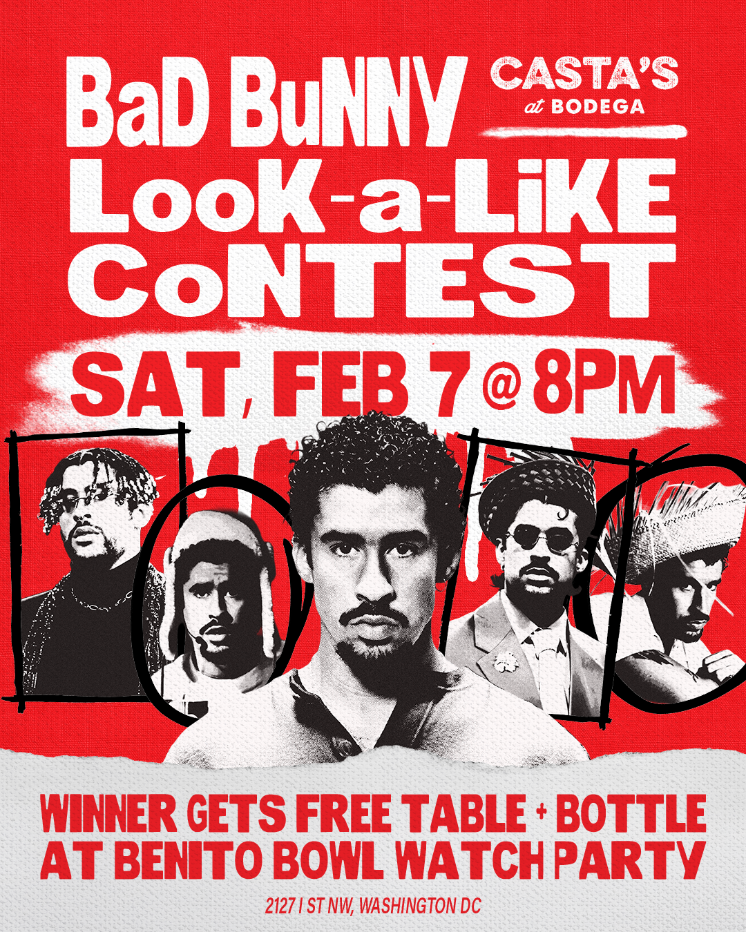 Casta’s Bad Bunny competition flyer. Photo courtesy of Casta's at Bodega. - Washingtonian Casta’s Bad Bunny competition flyer. Photo courtesy of Casta's at Bodega.