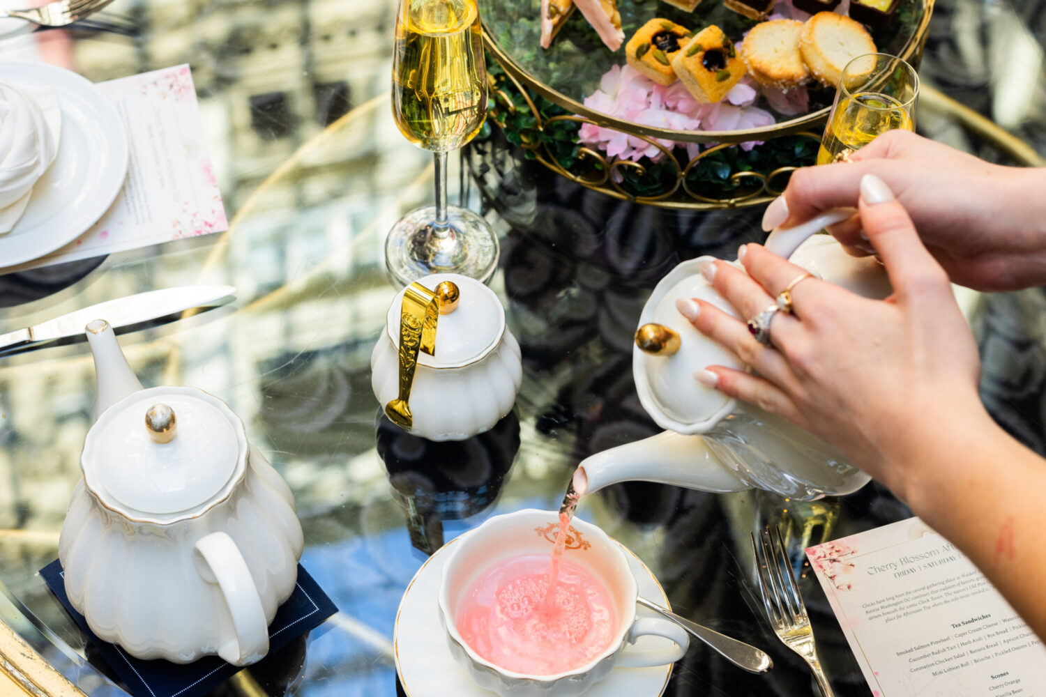 Cherry blossom tea at Waldorf Astoria. Photo courtesy of Waldorf Astoria.