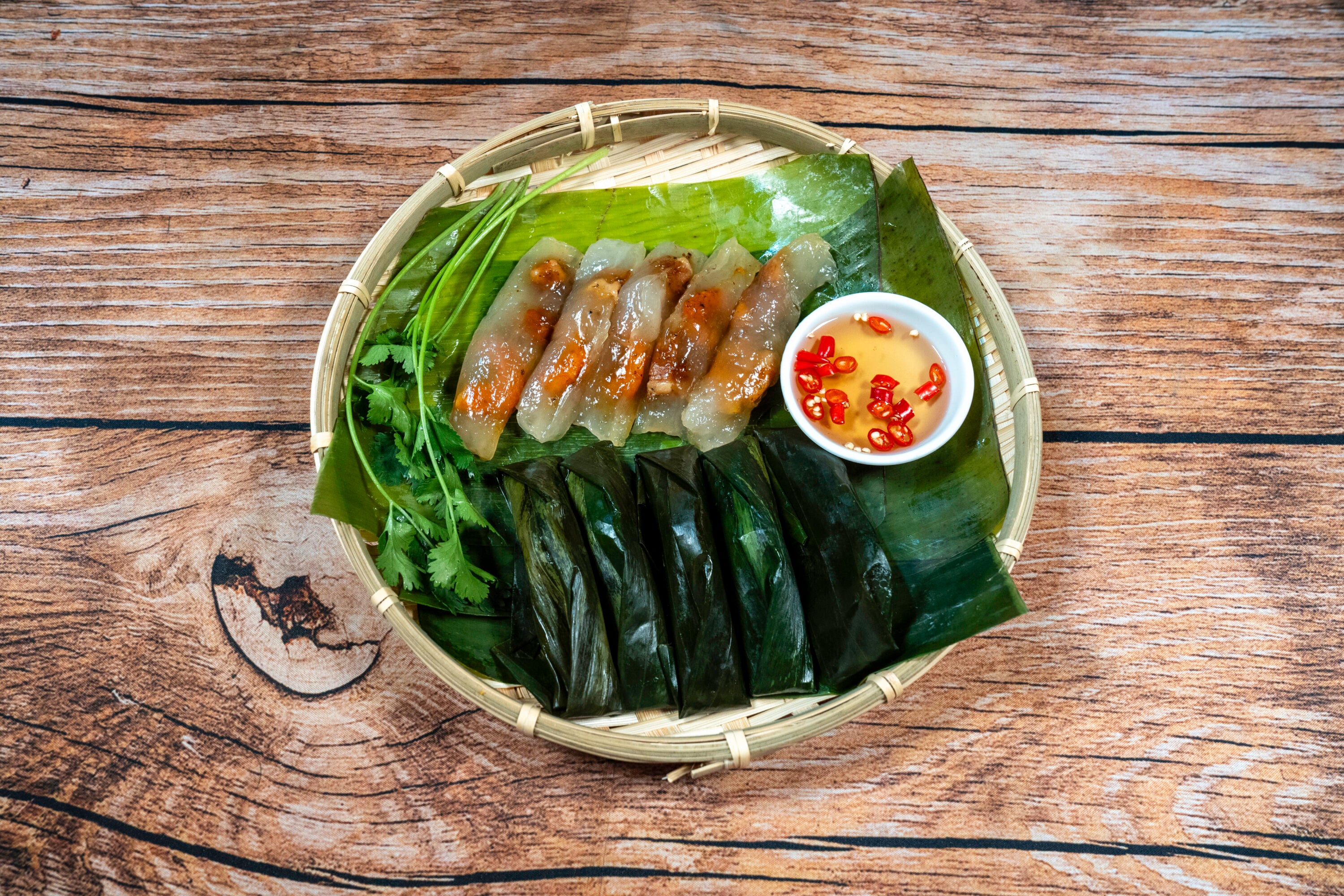 Banh Bot Loc La _ SunC Jello Bite-tapioca powder shrimp pork scallion with fish sauce - Washingtonian
