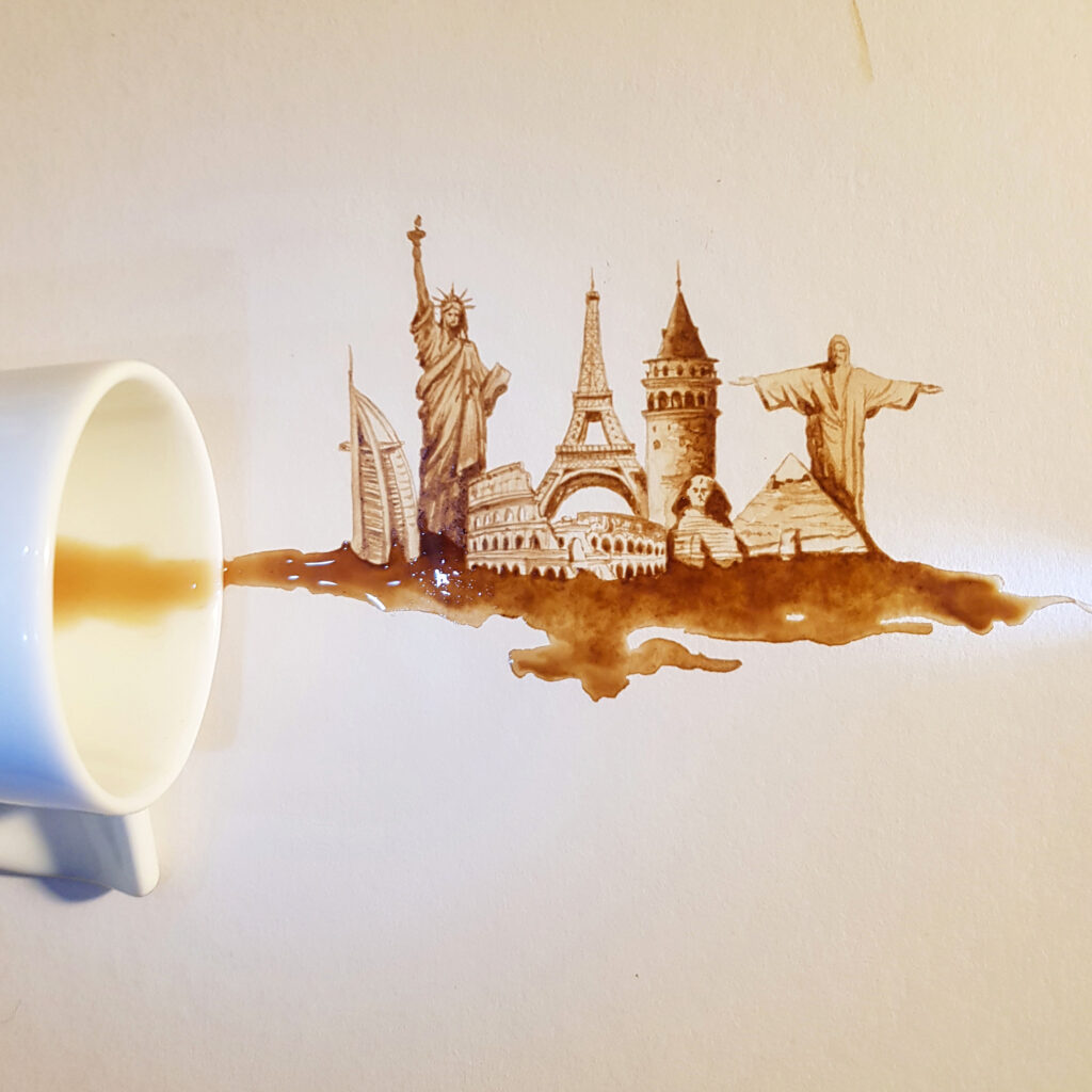Landmarks with Coffee Grounds - Washingtonian
